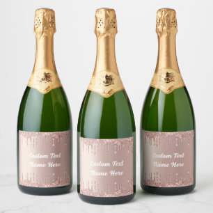 Etiquetas Para Vinos Espumosos Rosa Purpurina dorado Personalizado de espuma Etiq