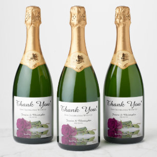 Etiquetas Para Vinos Espumosos Rosa Reflejante Cassis Magenta Boda Gracias