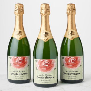 Etiquetas Para Vinos Espumosos Rosa Roja Floral