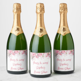Etiquetas Para Vinos Espumosos Rose Pink Flowers Floral Shower Favors