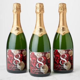Etiquetas Para Vinos Espumosos Roses Rojos Floral Elegante Boda de Bolas de Oro d