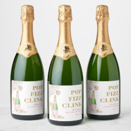 Etiquetas Para Vinos Espumosos Rubor Floral Brunch y Bubbly Pop Fizz Clink