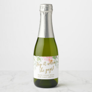 Etiquetas Para Vinos Espumosos Rubor Floral Pop it Cuando Pops Baby Shower Chica