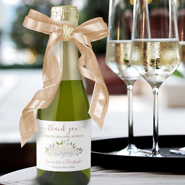 Etiquetas Para Vinos Espumosos Rubor Peach Boho Boda Floral Gracias Mini (Subido por el creador)