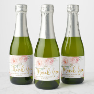 Etiquetas Para Vinos Espumosos Rubor Pink Floral Gold Bridal Baby Shower Cumpleañ