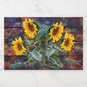 Etiquetas Para Vinos Espumosos Rústicas hojas otoñales y girasoles