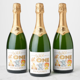 Etiquetas Para Vinos Espumosos Safari acuarela Primer cumpleaños Sparkling Wine L