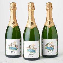 Etiquetas Para Vinos Espumosos Safari Friends | Baby Shower Gold Sparkling Wine L