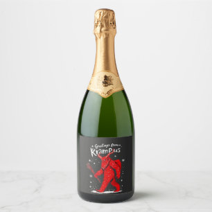 Etiquetas Para Vinos Espumosos Saludo de Krampus Navidad Navidad
