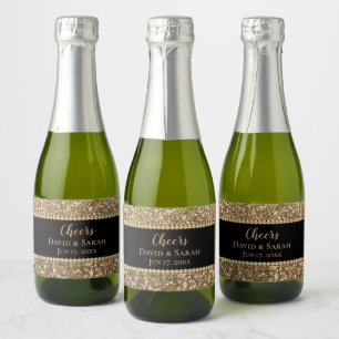 Etiquetas Para Vinos Espumosos Saludos de lujo Mini Sparkling Wine Gold Purpurina