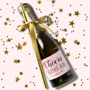 Etiquetas Para Vinos Espumosos Saludos en un Boda Rosa Mini rosa pálido