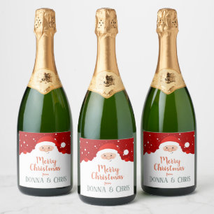 Etiquetas Para Vinos Espumosos Santa Claus - Feliz Navidad - Personalizado