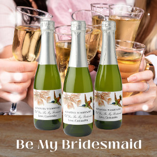 Etiquetas Para Vinos Espumosos Sé mi dama de honor  Elegante Hummingbird Watercol