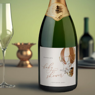 Etiquetas Para Vinos Espumosos Sello de elefante en globo Baby Shower