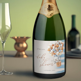 Etiquetas Para Vinos Espumosos Sello de elefante en globo Baby Shower
