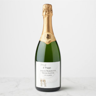 Etiquetas Para Vinos Espumosos Sello de Perlas Blancas y Prosecco
