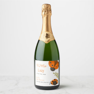 Etiquetas Para Vinos Espumosos Selva acuarela Little Ladybug Baby Shower