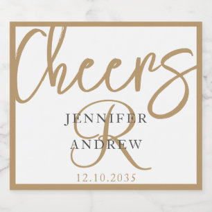 Etiquetas Para Vinos Espumosos Sencillo guión de caligrafía de oro en monograma