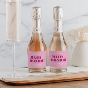 Etiquetas Para Vinos Espumosos ¿Serás Mi Dama de Honor Rosa Intenso Bach