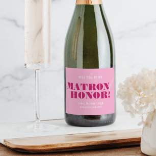 Etiquetas Para Vinos Espumosos ¿Serás Mi Dama de Honor Rosa Intenso Bach
