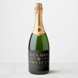 Etiquetas Para Vinos Espumosos Sesenta y fabuloso Chic Arte Deco Nombre Cumpleaño