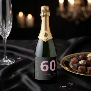 Etiquetas Para Vinos Espumosos Sesenta y fabuloso guión Rosa Cumpleaños 60