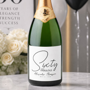 Etiquetas Para Vinos Espumosos Sesenta y Fabuloso Nombre Fecha Cumpleaños 60 Cump