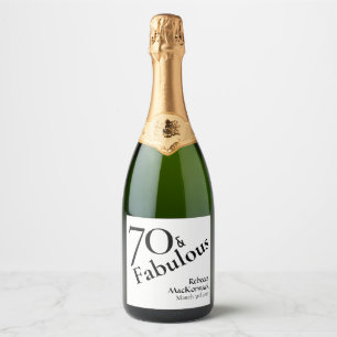 Etiquetas Para Vinos Espumosos Setenta & Fabuloso Cumpleaños 70 Elegante Fiesta d