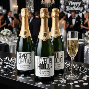 Etiquetas Para Vinos Espumosos Setenta y Fabuloso Nombre Fecha Cumpleaños 70 Cump