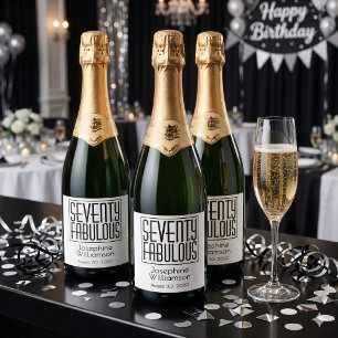 Etiquetas Para Vinos Espumosos Setenta y Fabuloso Nombre Fecha Cumpleaños 70 Cump