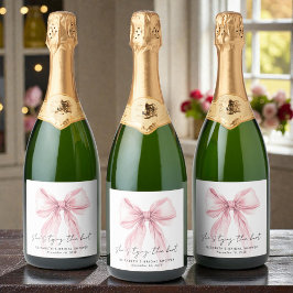 Etiquetas Para Vinos Espumosos Shes Tying The Knot Pink Bow Bridal Shower