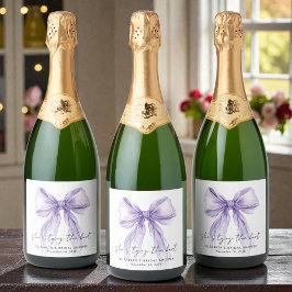 Etiquetas Para Vinos Espumosos Shes Tying The Knot Purple Bow Bridal Shower