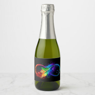 Etiquetas Para Vinos Espumosos Símbolo de infinito con pluma de arcoíris