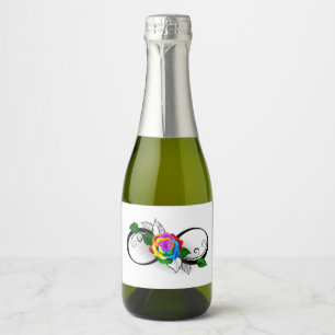 Etiquetas Para Vinos Espumosos Símbolo infinito con Rosa arcoiris