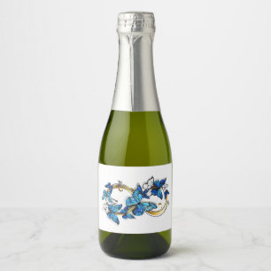Etiquetas Para Vinos Espumosos Símbolo infinito de mariposas Morpho azules