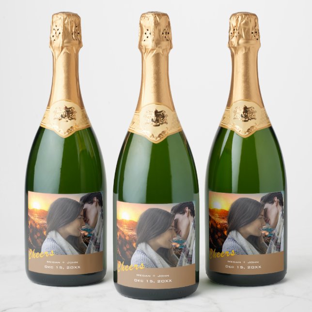 Etiquetas Para Vinos Espumosos Simple Wedding Photo Wine Label  - Personalized (Botellas)