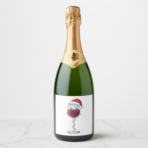 Etiquetas Para Vinos Espumosos Sombrero de Santa copa de vino Luces de Navidad Di