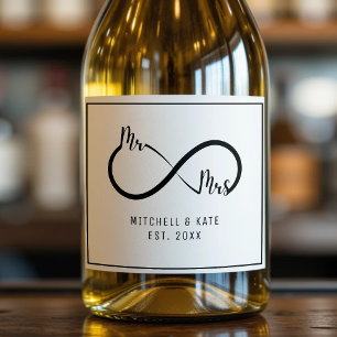 Etiquetas Para Vinos Espumosos Sr. y Sra. Infinity Symbol Boda