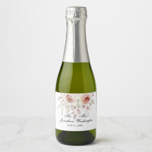 Etiquetas Para Vinos Espumosos Sr. y Sra. Pink Romantic Rosa Boda