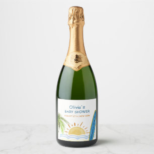 Etiquetas Para Vinos Espumosos Sunshine Tropical Surfing Baby Shower