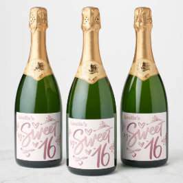 Etiquetas Para Vinos Espumosos Sweet 16 rose gold