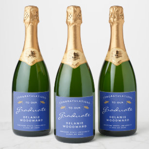 Etiquetas Para Vinos Espumosos Tapa dorada de escritura blanca azul brillante gra