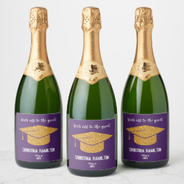 Etiquetas Para Vinos Espumosos Tapón de graduación morado y dorado moderno