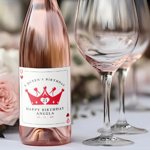 Etiquetas Para Vinos Espumosos Tarjeta de póquer de la Reina de los Corazones del
