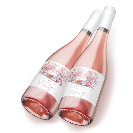 Etiquetas Para Vinos Espumosos Té nupcial personalizado con flores de cerezo