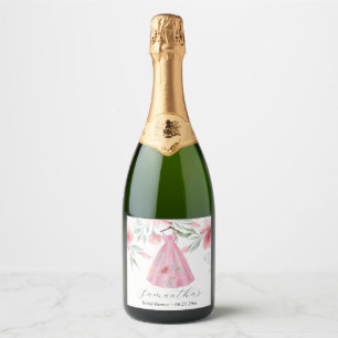 Etiquetas Para Vinos Espumosos Temas de Despedida de Soltera Florales Rosa y Azul