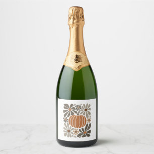 Etiquetas Para Vinos Espumosos Temporada de calabaza de la Caída Floral Boho