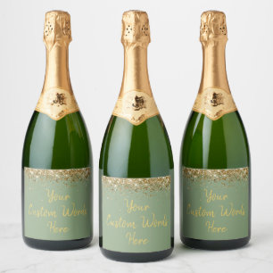 Etiquetas Para Vinos Espumosos Texto personalizado aquí regalo verde salvia perso