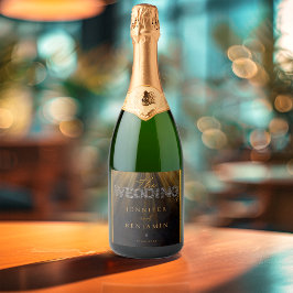 Etiquetas Para Vinos Espumosos Tipografía de moda Boda de lujo negro y oro