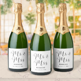 Etiquetas Para Vinos Espumosos Tipografía Minimalista Moderna para Bodas